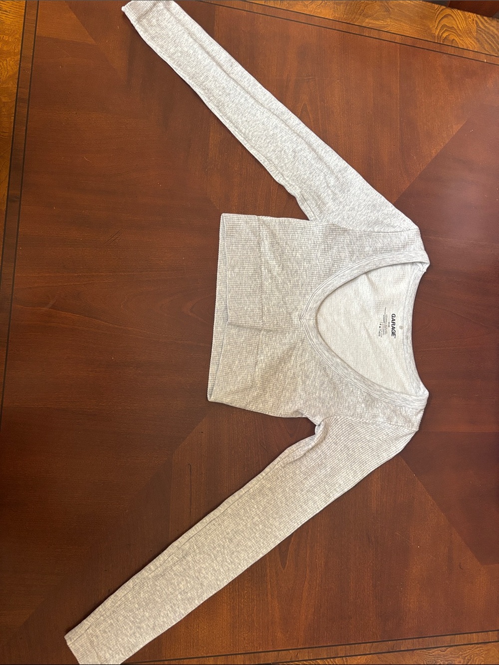 Garage Light Heather Gray Ribbed Scoop Neck Cropped Top